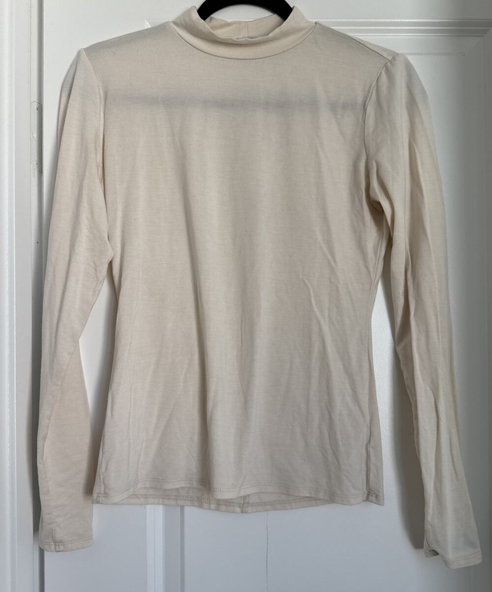 REFORMATION Mock Neck Top Soft Tencel Cream Minimalist Essential Basic Medium